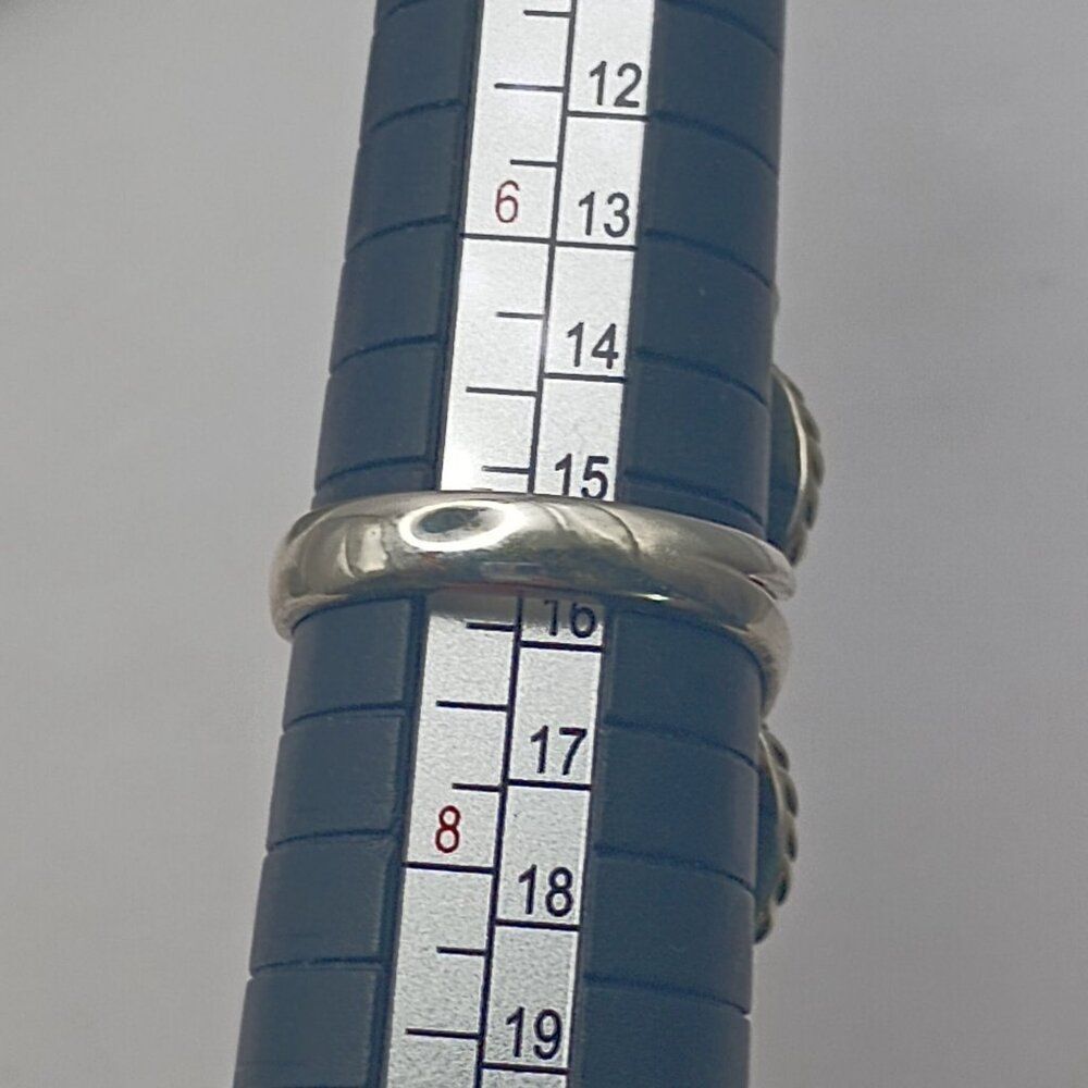 Native Southwest Style Sterling Silver Double Turquoise Stone Ring Size 7 - Picture 4 of 6